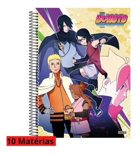 Caderno Boruto Filho Do Naruto Escolar 160 Folhas 10 Matéria